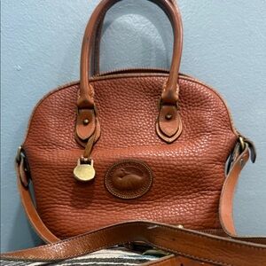Dooney & Bourke Tan Pebbled Leather Satchel with Shoulder Strap